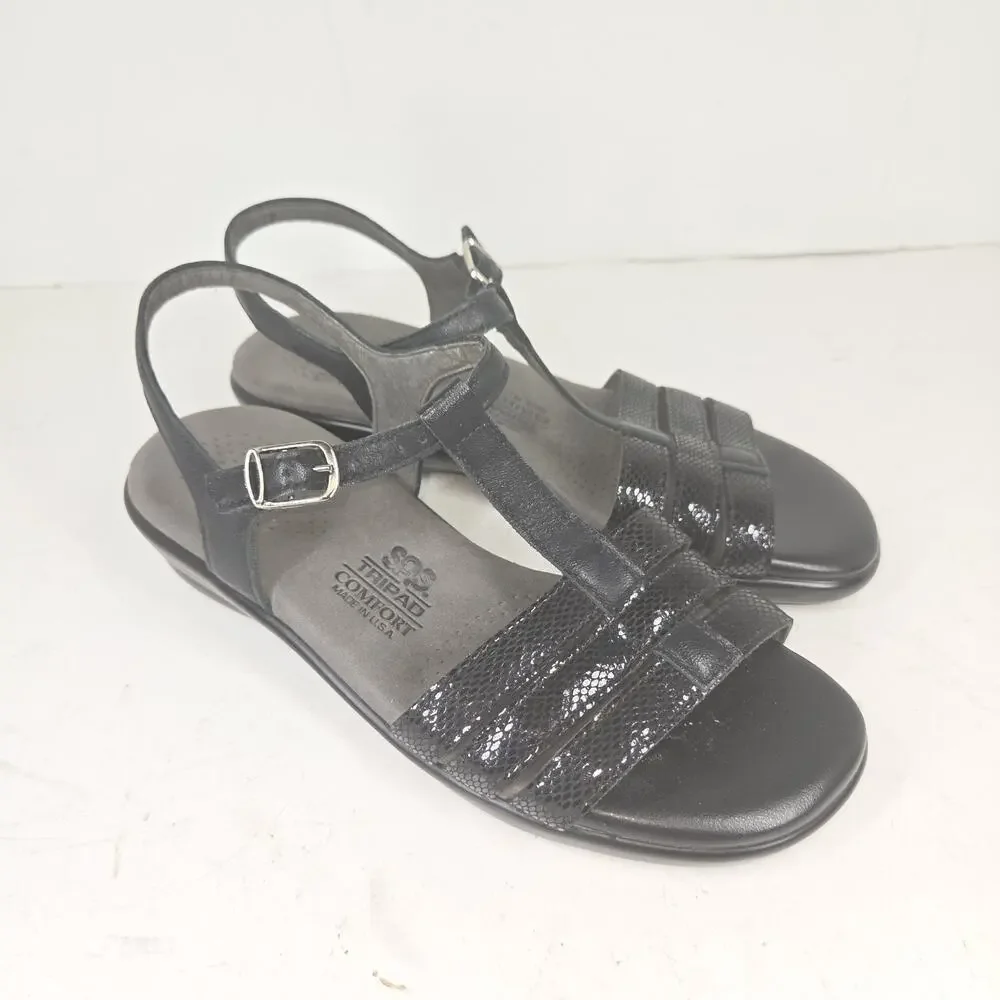 SAS Sandals Womens 6 Black Strappy Lagenlook Cottagecore Comfort Made In USA